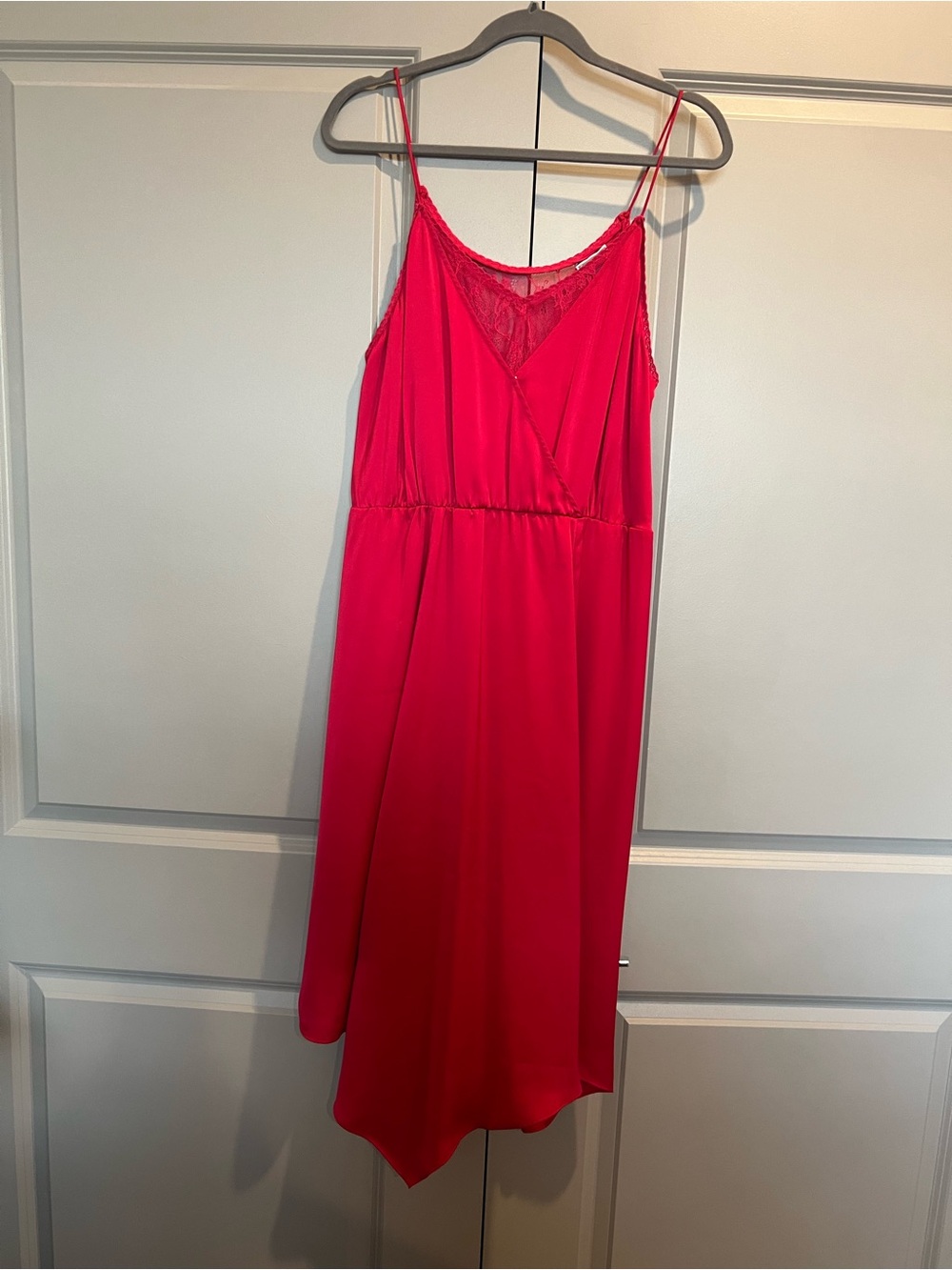 Chelsea28 Vibrant Hot Pink Lace-Trim Satin Slip